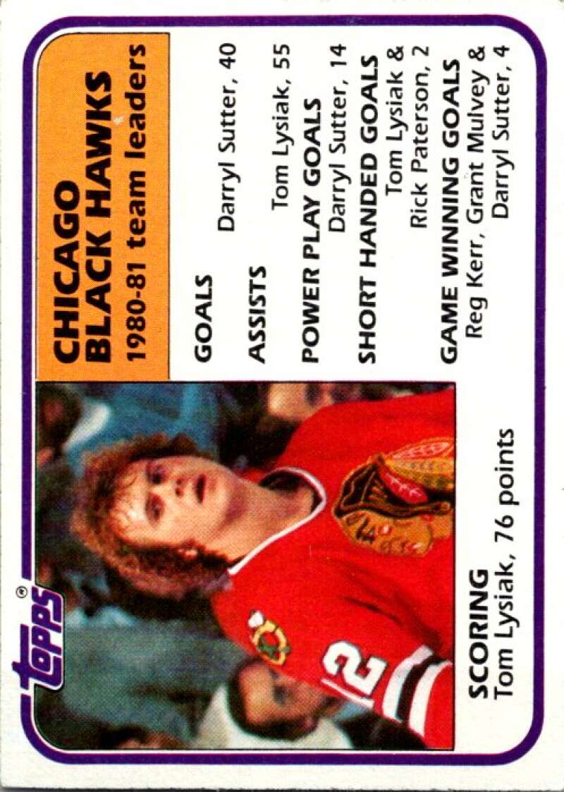 1981-82 Topps #49 Tom Lysiak TL Chicago Blackhawks V52342 Image 1
