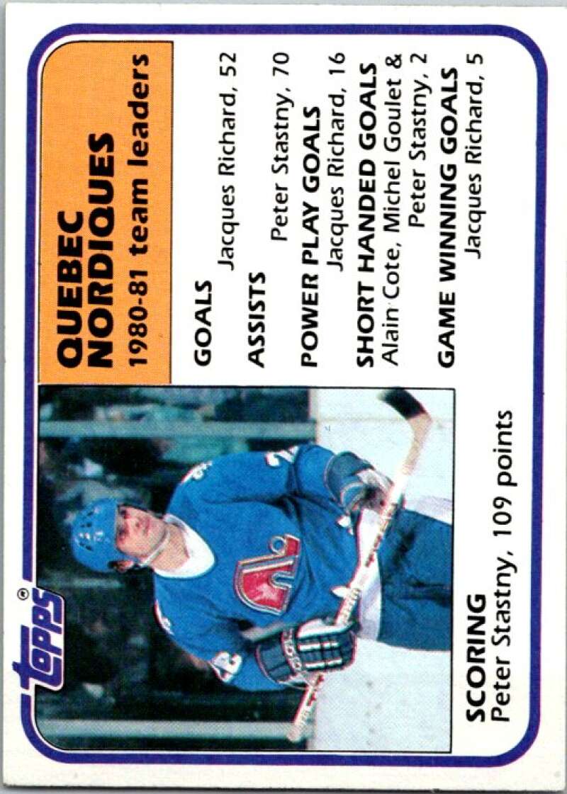 1981-82 Topps #61 Peter Stastny TL Quebec Nordiques V52372 Image 1
