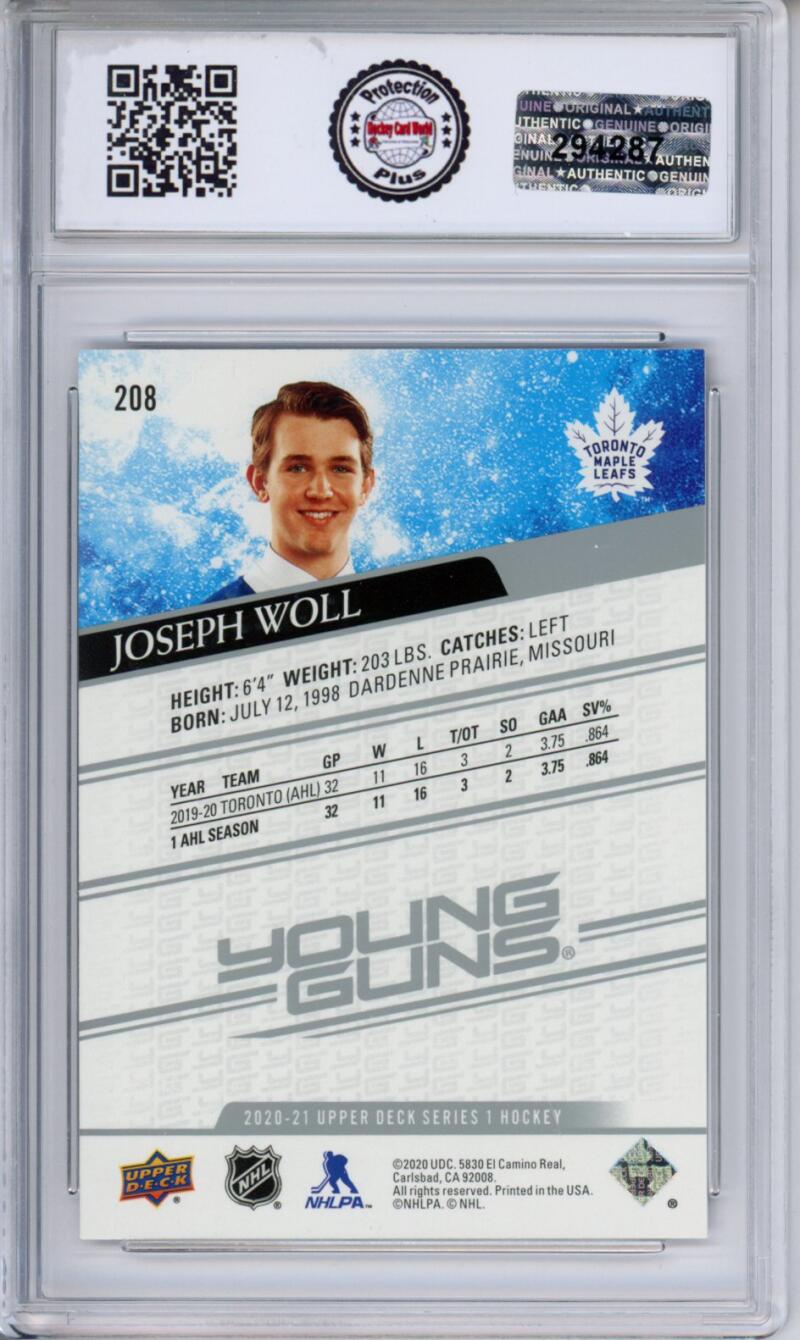 HCWPP - 2020-21 Upper Deck YG #208 Joseph Woll Graded Rookie RC - 294287 Image 2