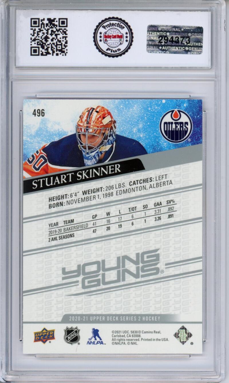 HCWPP - 2020-21 Upper Deck YG #496 Stuart Skinner Graded Rookie RC - 294373 Image 2