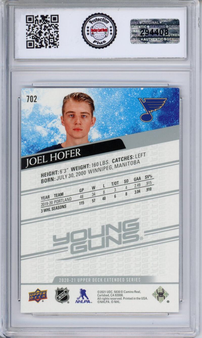 HCWPP - 2020-21 Upper Deck YG #702 Joel Hofer Graded Rookie RC - 294408 Image 2