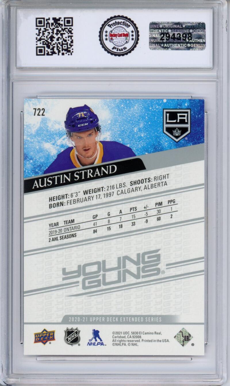 HCWPP - 2020-21 Upper Deck YG #722 Austin Strand Graded Rookie RC - 294398 Image 2