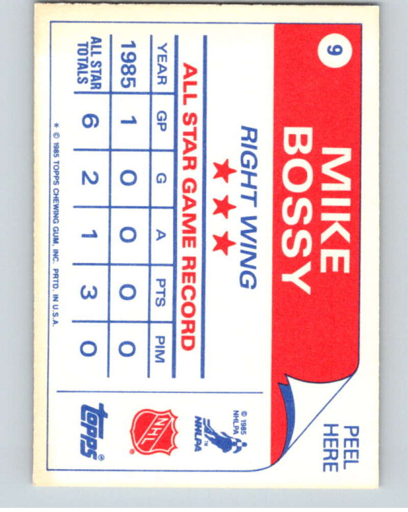 1985-86 Topps Sticker Inserts #9 Mike Bossy  New York Islanders  V52755 Image 2
