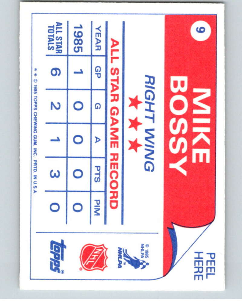 1985-86 Topps Sticker Inserts #9 Mike Bossy New York Islanders V52756 Image 2