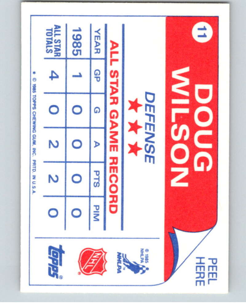 1985-86 Topps Sticker Inserts #11 Doug Wilson  Chicago Blackhawks  V52766 Image 2