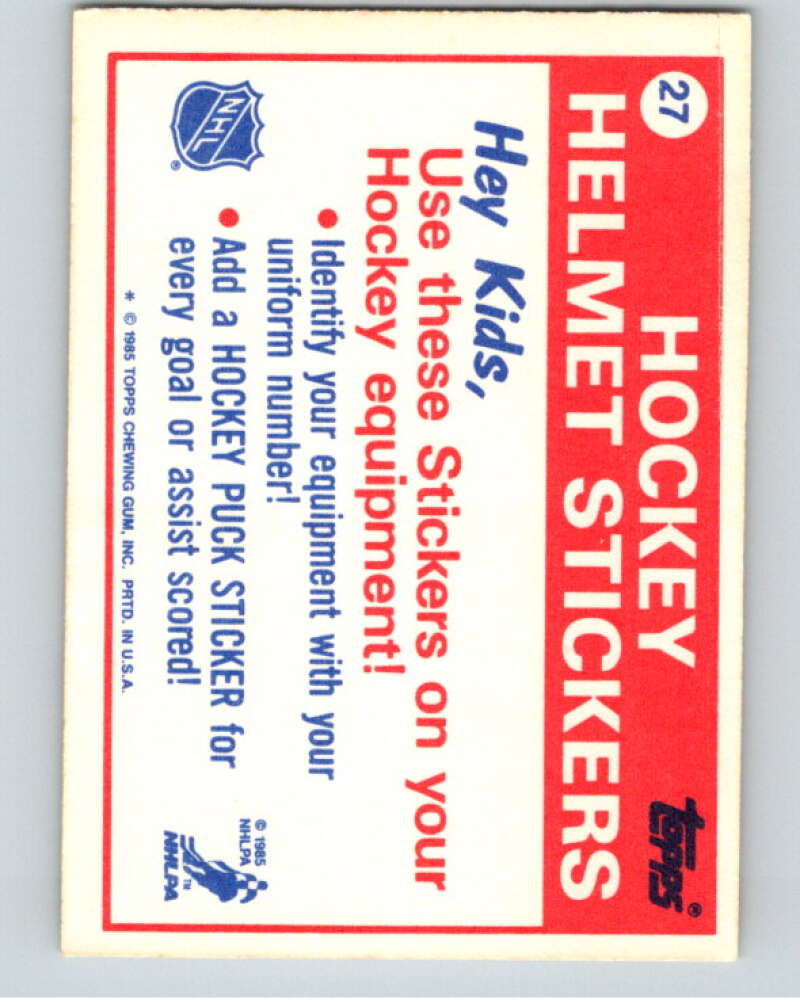 1985-86 Topps Sticker Inserts #27A New Jersey Devils/19   V52836 Image 2