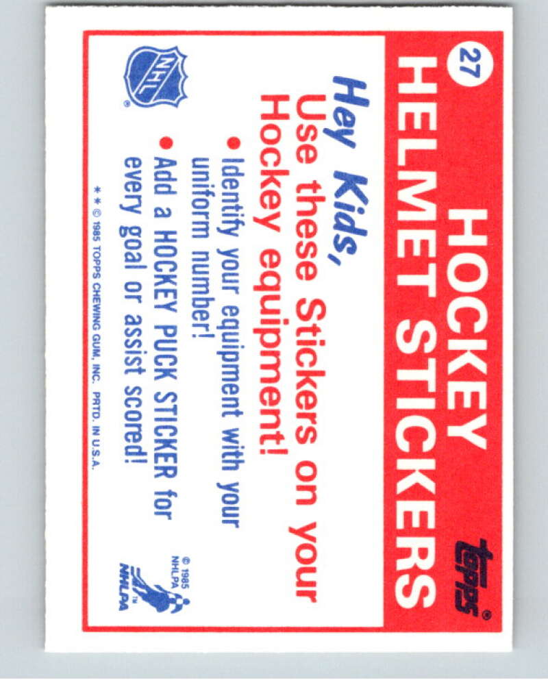 1985-86 Topps Sticker Inserts #27B 19/New Jersey Devils V52837 Image 2