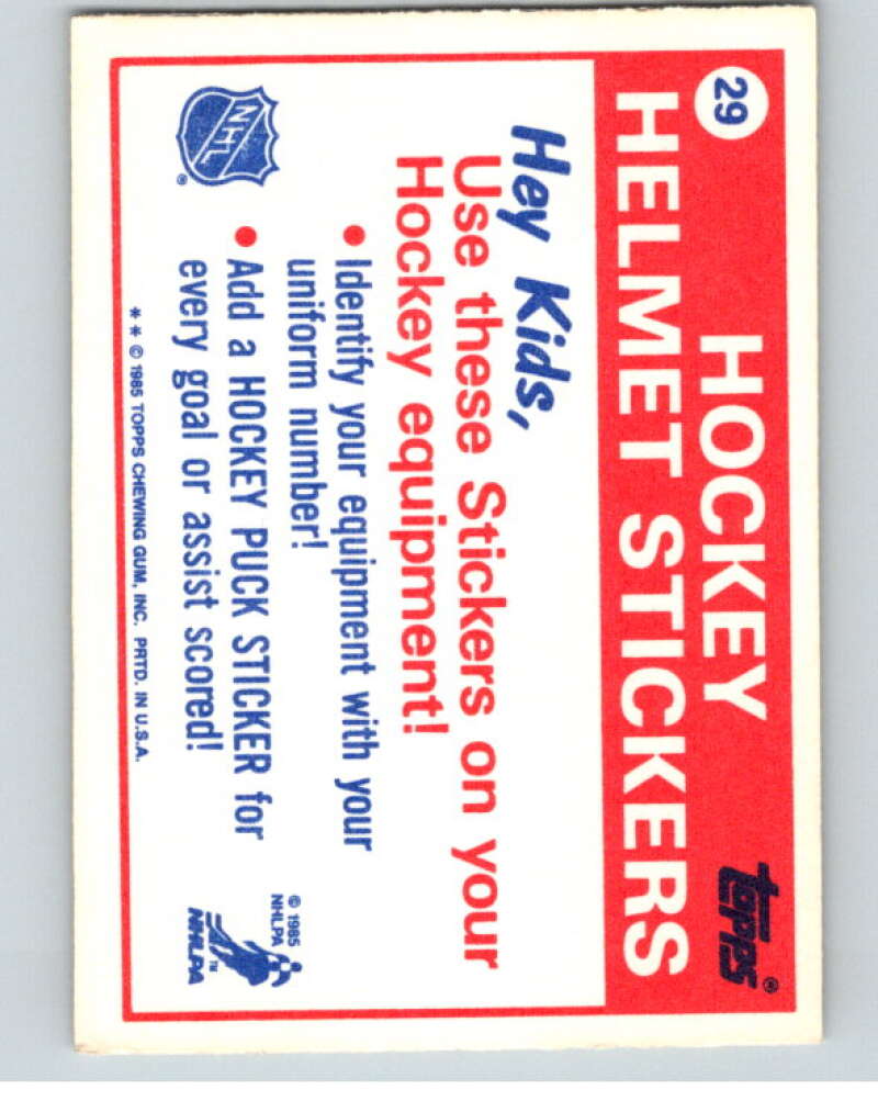 1985-86 Topps Sticker Inserts #29A Minnesota North Stars/47   V52842 Image 2