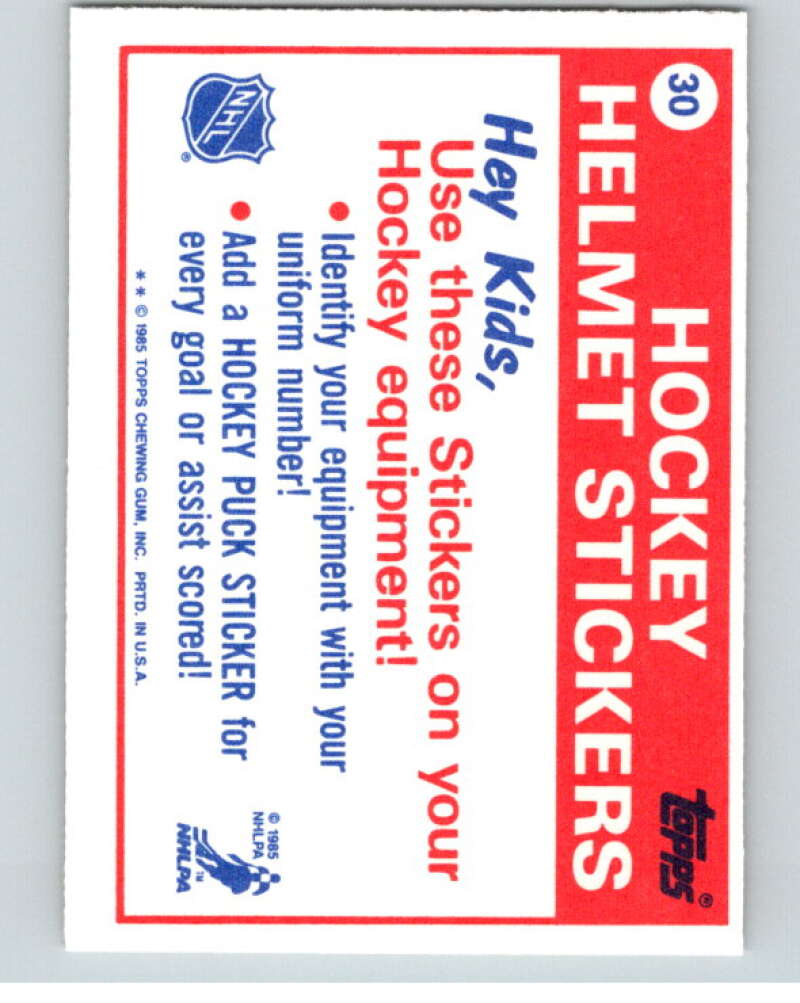 1985-86 Topps Sticker Inserts #30B 28/Washington Capitals V52850 Image 2