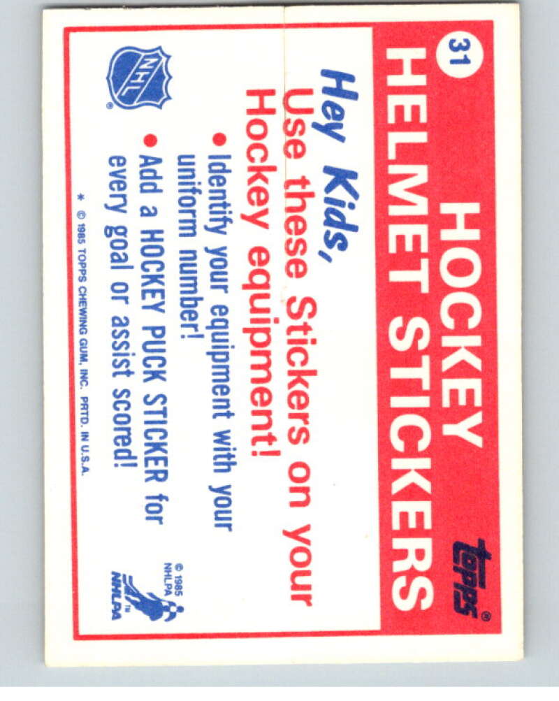 1985-86 Topps Sticker Inserts #31B 20/Boston Bruins V52855 Image 2