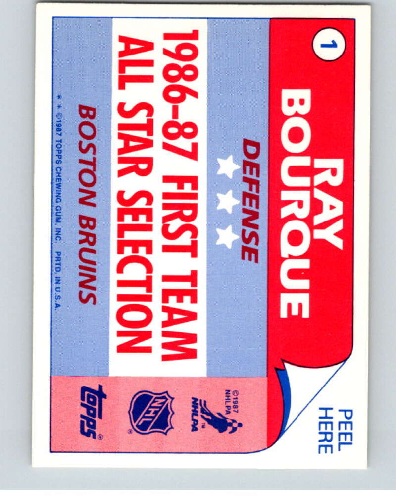 1987-88 Topps Stickers #1 Ray Bourque Boston Bruins V52865 Image 2