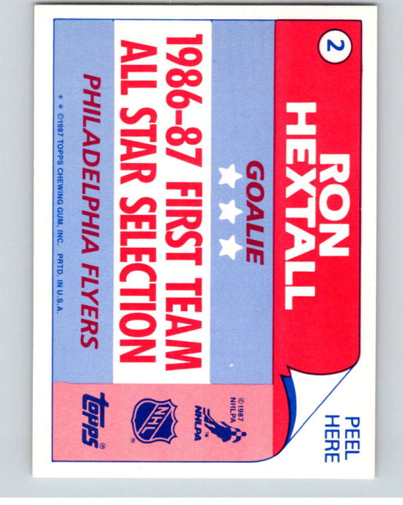 1987-88 Topps Stickers #2 Ron Hextall  Philadelphia Flyers  V52868 Image 2