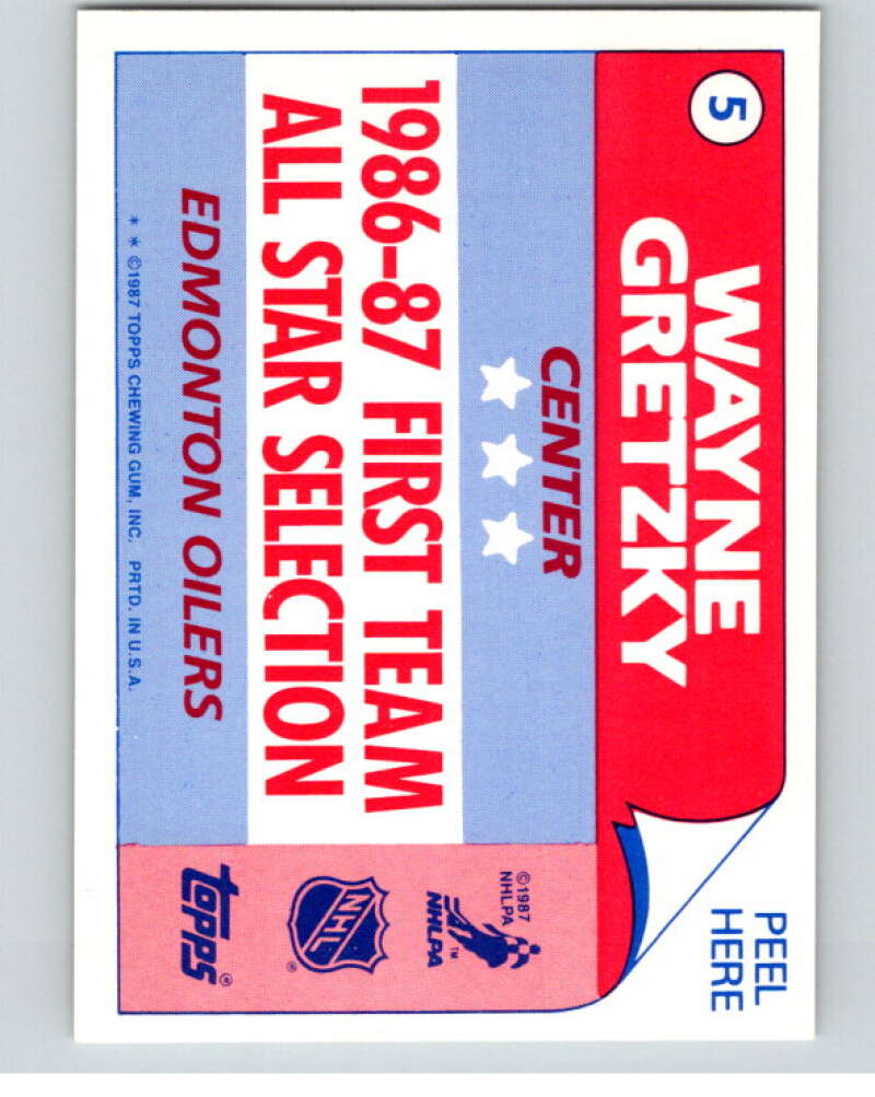 1987-88 Topps Stickers #5 Wayne Gretzky Edmonton Oilers V52874 Image 2