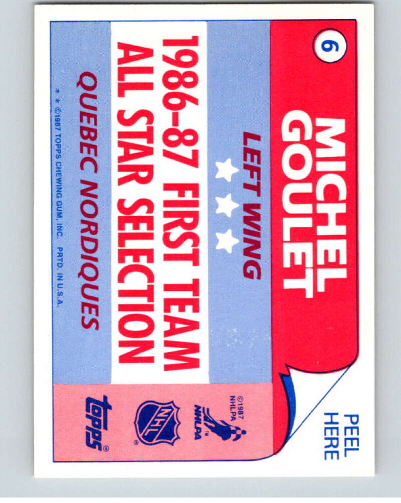 1987-88 Topps Stickers #6 Michel Goulet Quebec Nordiques V52875 Image 2