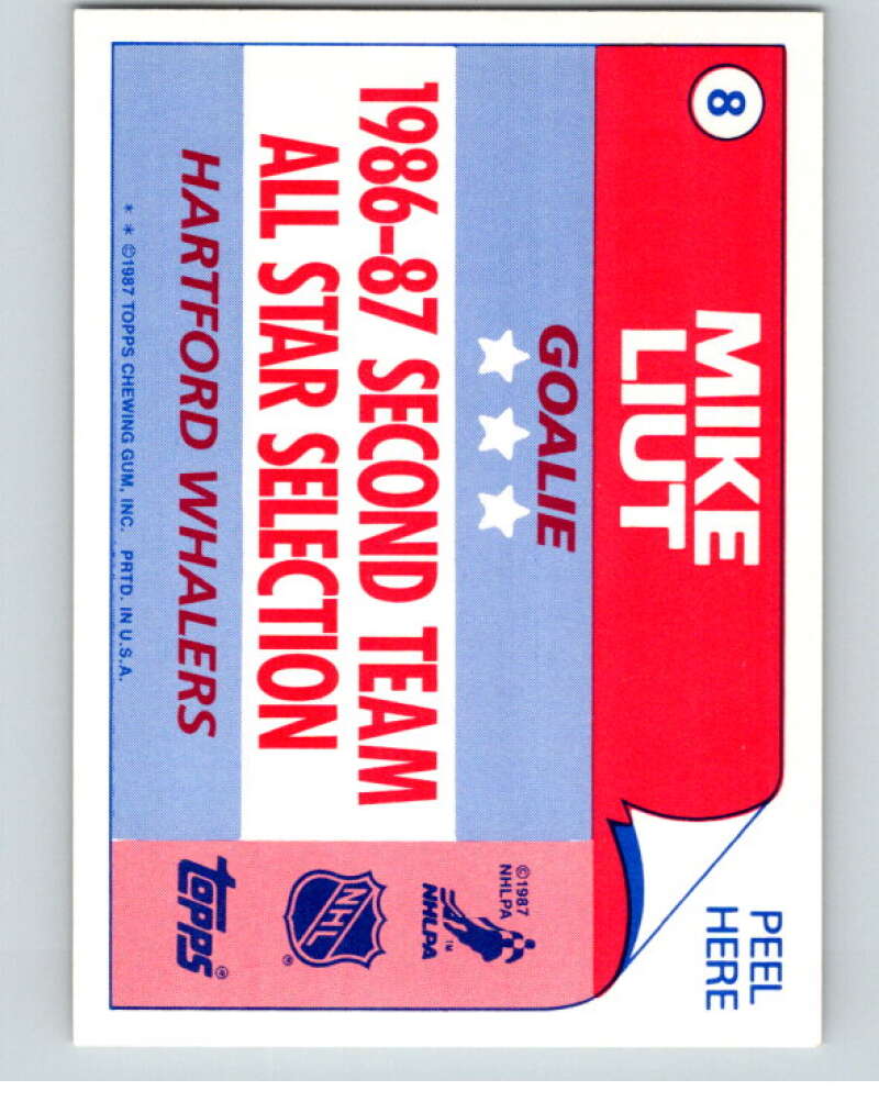 1987-88 Topps Stickers #8 Mike Liut Hartford Whalers V52880 Image 2