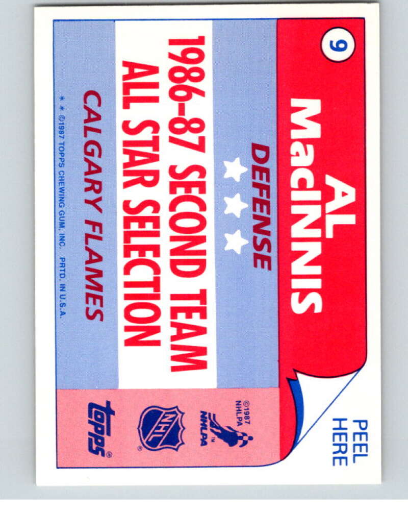 1987-88 Topps Stickers #9 Al MacInnis  Calgary Flames  V52881 Image 2