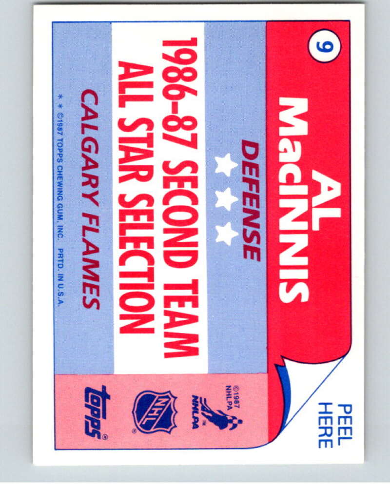 1987-88 Topps Stickers #9 Al MacInnis Calgary Flames V52882 Image 2