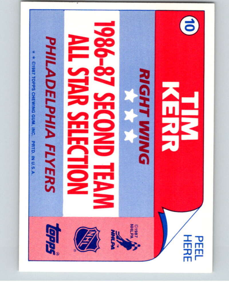 1987-88 Topps Stickers #10 Tim Kerr Philadelphia Flyers V52884 Image 2