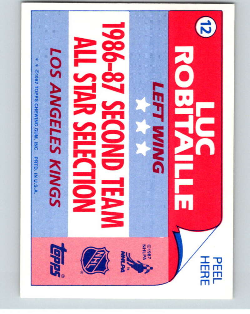 1987-88 Topps Stickers #12 Luc Robitaille Los Angeles Kings V52886 Image 2