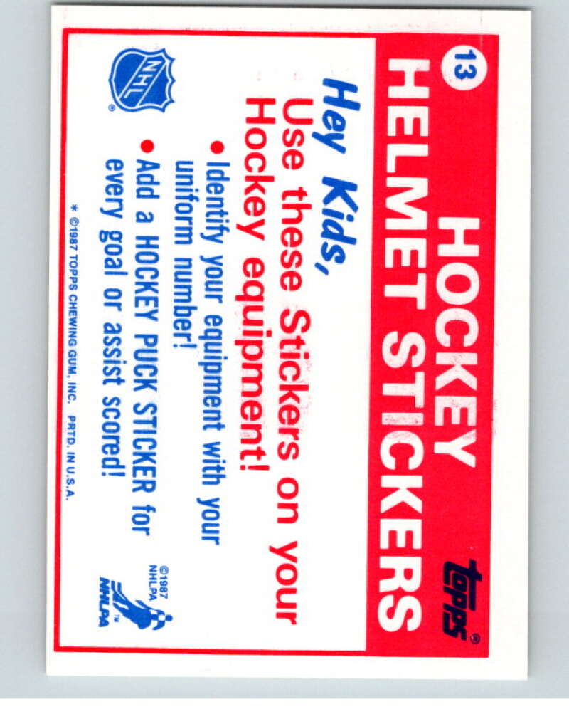 1987-88 Topps Stickers #13 Toronto Maple Leafs V52888 Image 2
