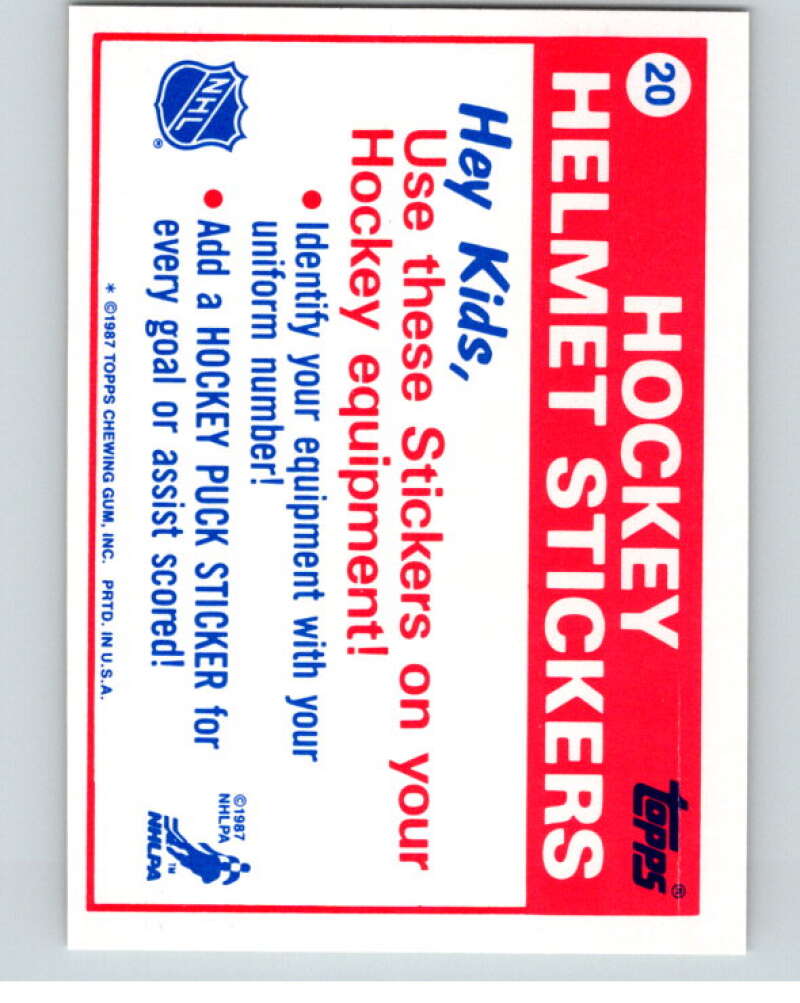 1987-88 Topps Stickers #20 Quebec Nordiques V52903 Image 2