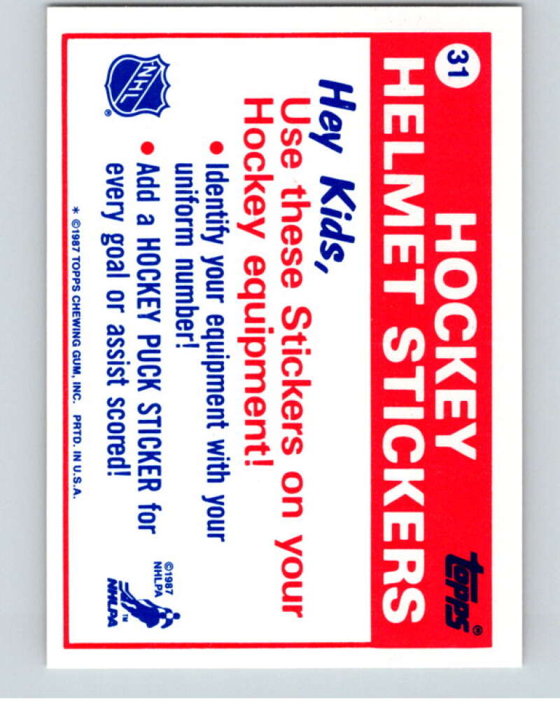 1987-88 Topps Stickers #31 Boston Bruins   V52930 Image 2