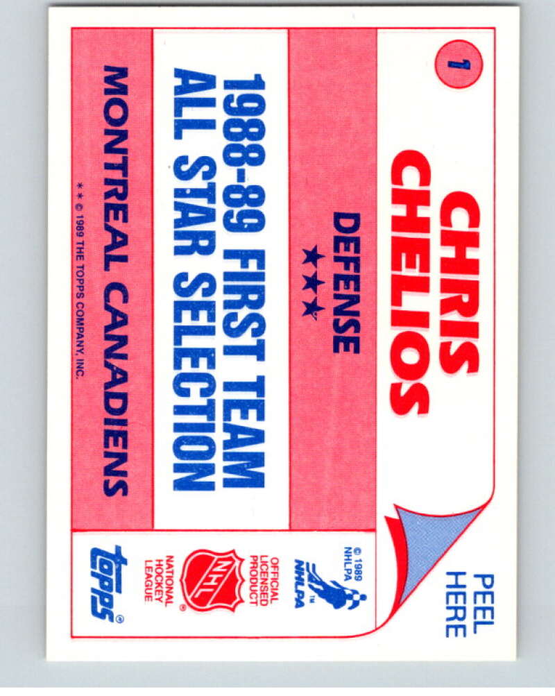 1989-90 Topps Stickers #1 Chris Chelios Montreal Canadiens V52935 Image 2