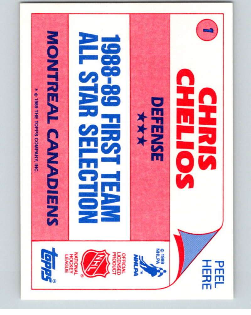 1989-90 Topps Stickers #1 Chris Chelios Montreal Canadiens V52937 Image 2