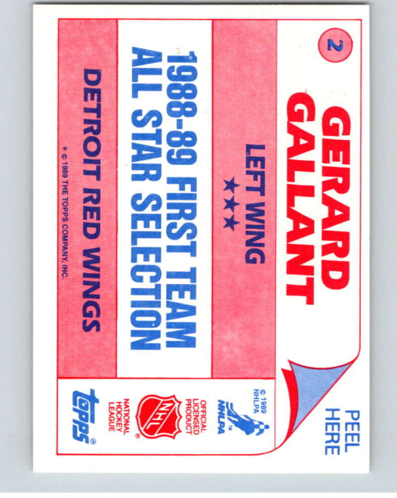1989-90 Topps Stickers #2 Gerard Gallant Detroit Red Wings V52939 Image 2