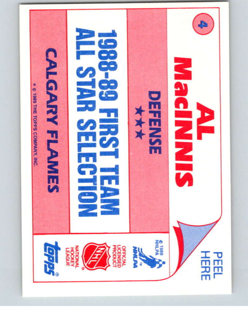 1989-90 Topps Stickers #4 Al MacInnis Calgary Flames V52948 Image 2
