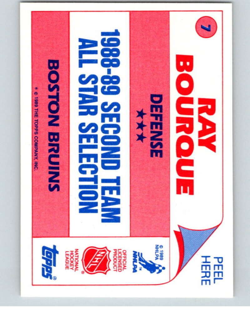 1989-90 Topps Stickers #7 Ray Bourque Boston Bruins V52958 Image 2
