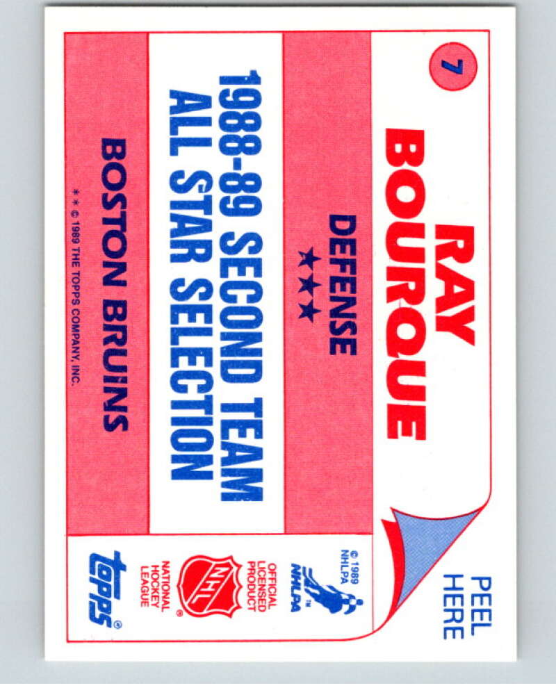 1989-90 Topps Stickers #7 Ray Bourque Boston Bruins V52960 Image 2