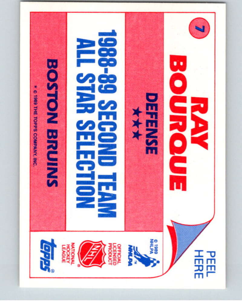 1989-90 Topps Stickers #7 Ray Bourque Boston Bruins V52961 Image 2