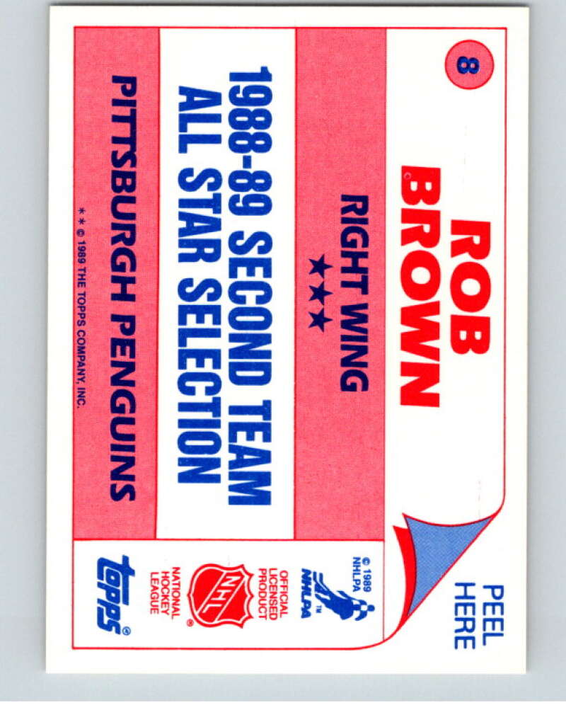 1989-90 Topps Stickers #8 Rob Brown Pittsburgh Penguins V52964 Image 2