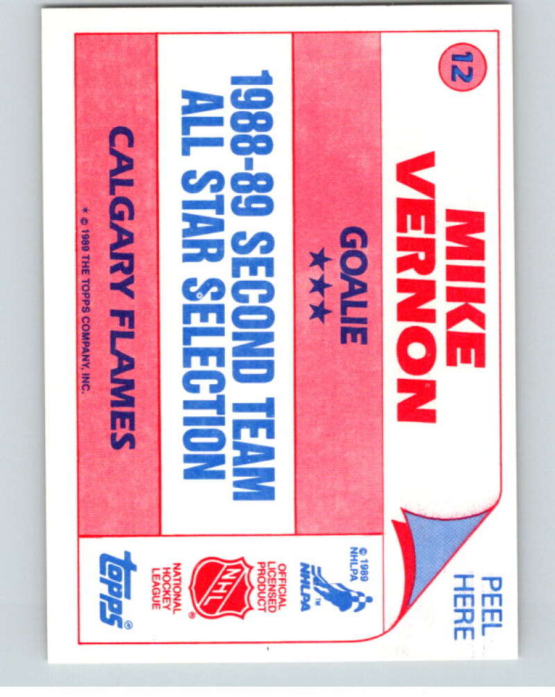 1989-90 Topps Stickers #12 Mike Vernon Calgary Flames V52974 Image 2