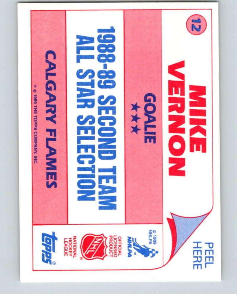1989-90 Topps Stickers #12 Mike Vernon Calgary Flames V52975 Image 2
