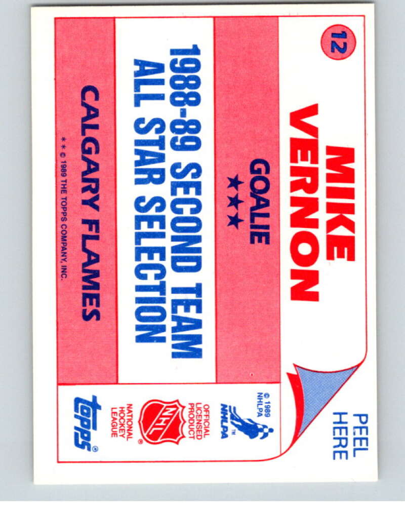 1989-90 Topps Stickers #12 Mike Vernon Calgary Flames V52976 Image 2
