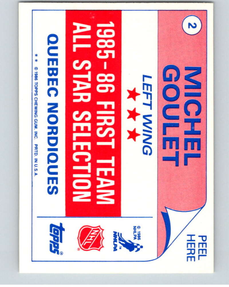 1986-87 Topps Stickers #2 Michel Goulet V52994 Image 2