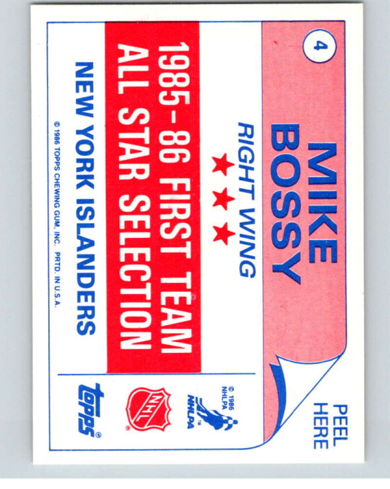 1986-87 Topps Stickers #4 Mike Bossy V52996 Image 2