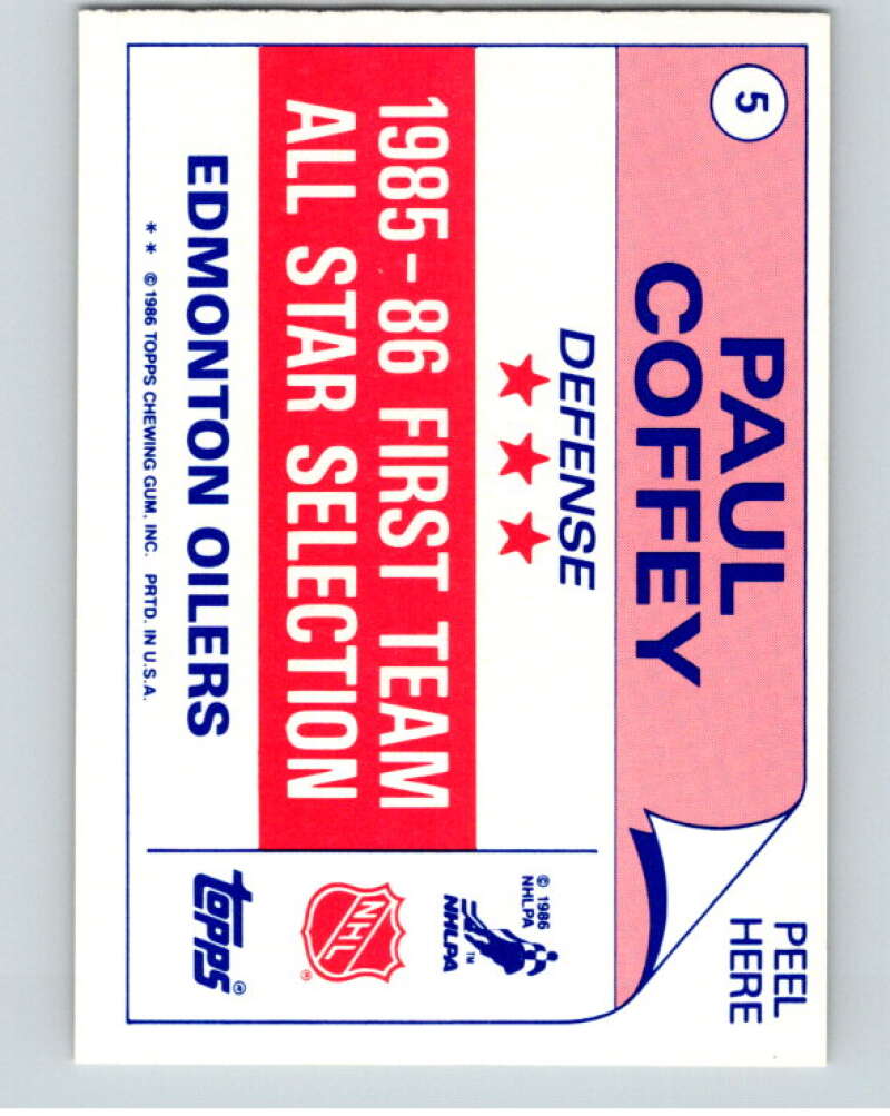 1986-87 Topps Stickers #5 Paul Coffey V52998 Image 2