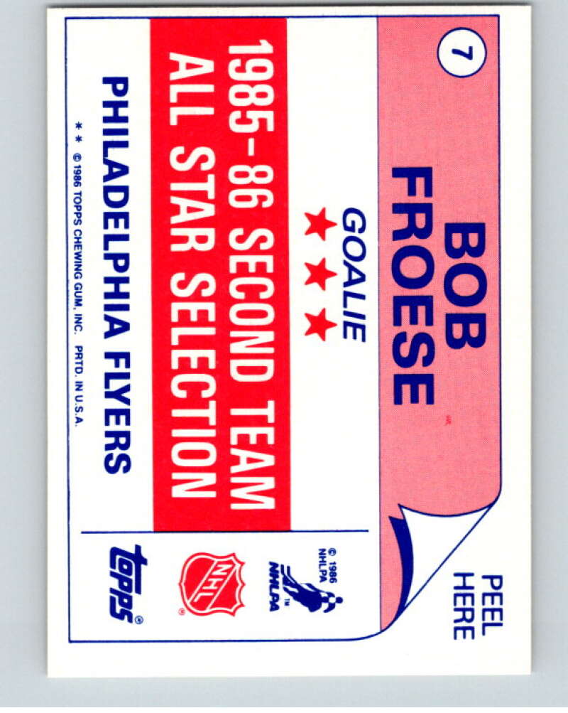 1986-87 Topps Stickers #7 Bob Froese V53001 Image 2