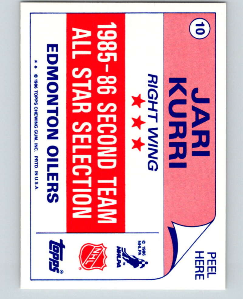 1986-87 Topps Stickers #10 Jari Kurri V53003 Image 2
