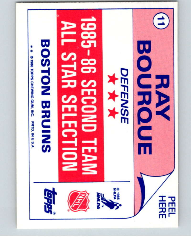 1986-87 Topps Stickers #11 Ray Bourque V53004 Image 2