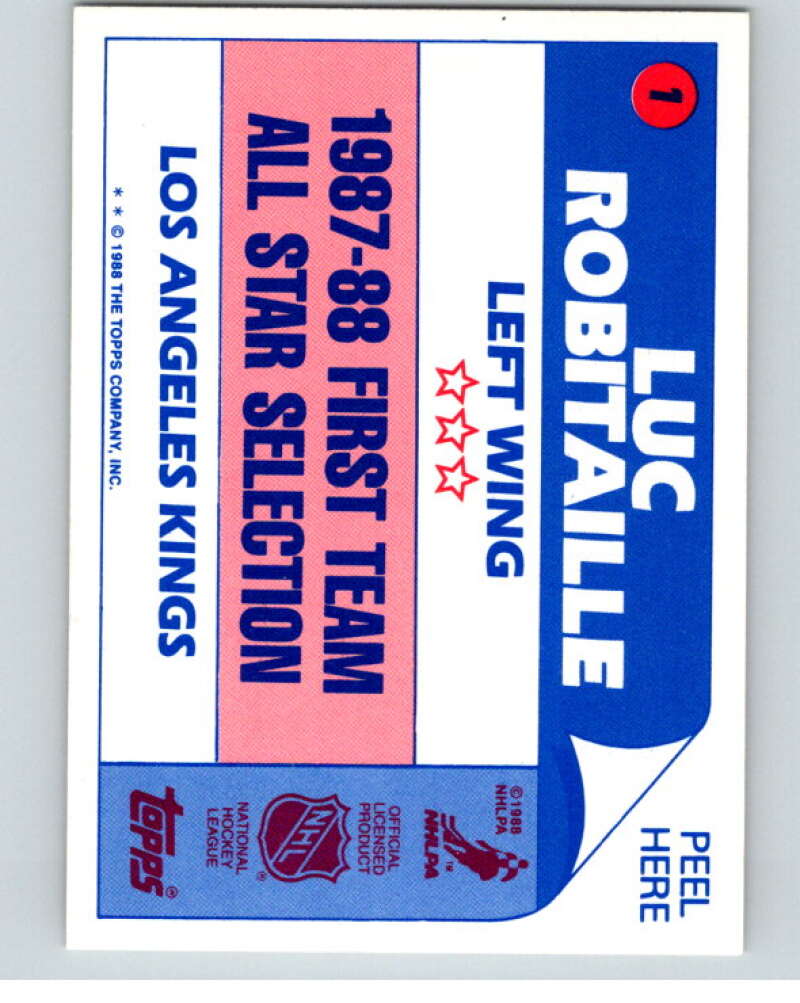 1988-89 Topps Stickers #1 Luc Robitaille Los Angeles Kings V53007 Image 2