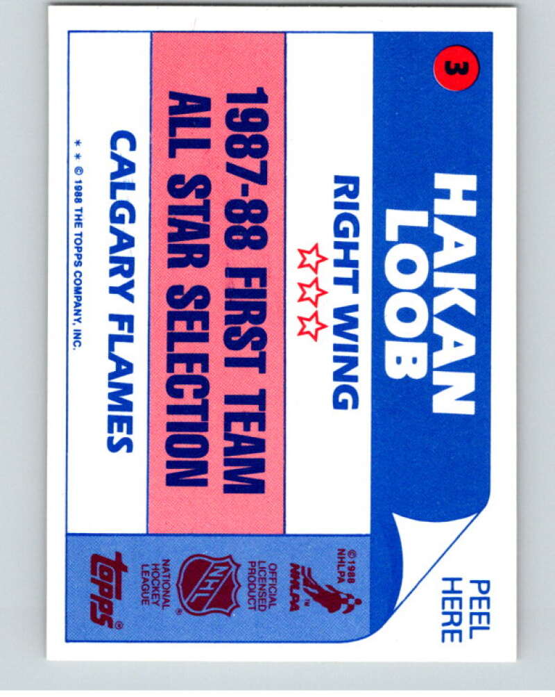 1988-89 Topps Stickers #3 Hakan Loob  Calgary Flames  V53012 Image 2