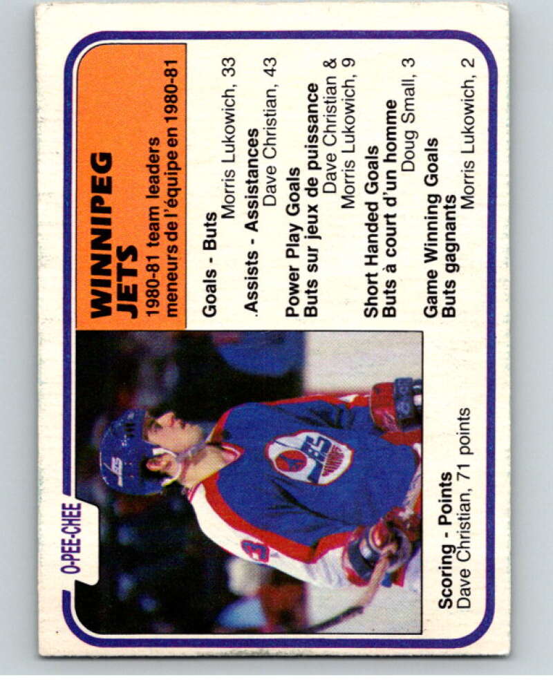 1981-82 O-Pee-Chee #378 Dave Christian TL Winnipeg Jets V53074 Image 1