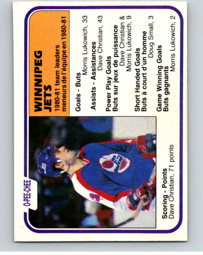 1981-82 O-Pee-Chee #378 Dave Christian TL Winnipeg Jets V53075 Image 1