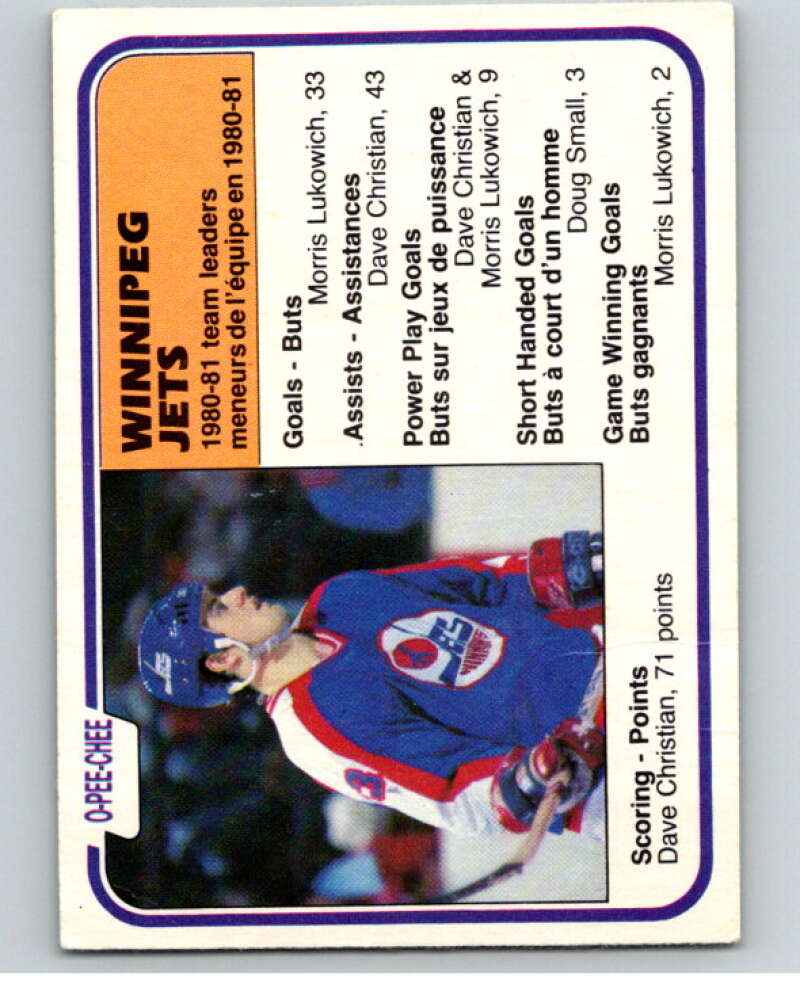 1981-82 O-Pee-Chee #378 Dave Christian TL Winnipeg Jets V53076 Image 1