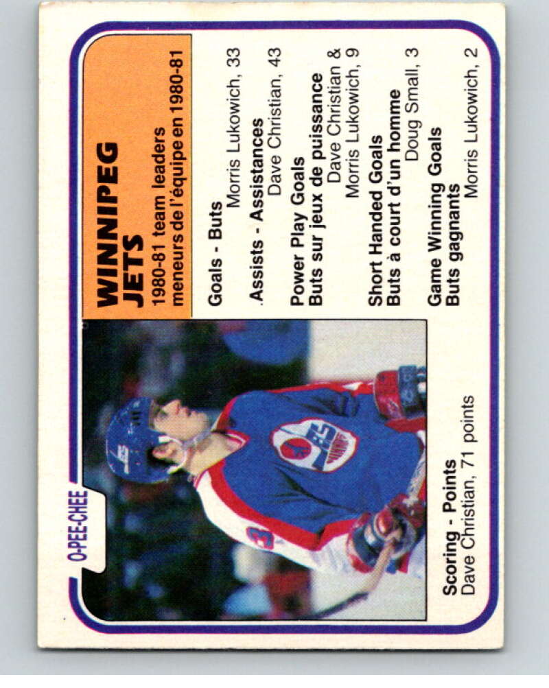 1981-82 O-Pee-Chee #378 Dave Christian TL Winnipeg Jets V53077 Image 1