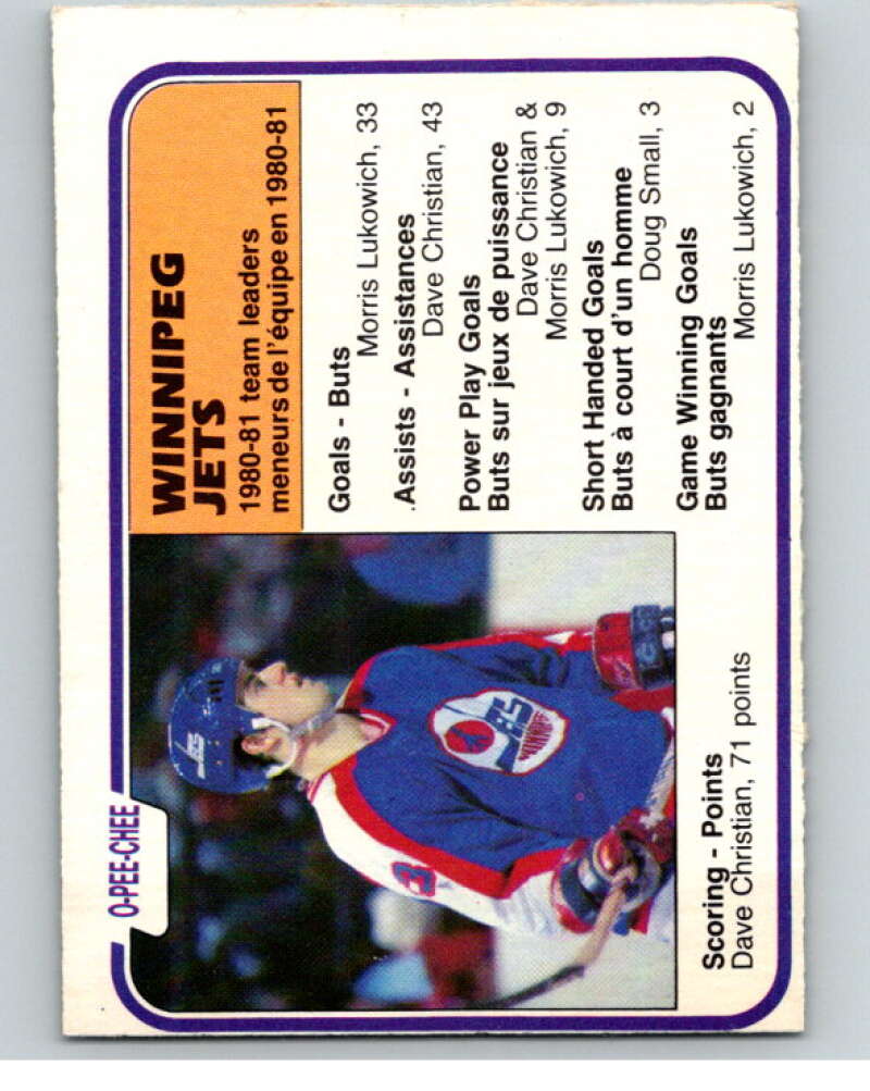 1981-82 O-Pee-Chee #378 Dave Christian TL Winnipeg Jets V53079 Image 1